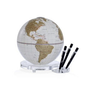 Zoffoli living Globus Zoffoli Desk Globe Balance white/ gold with pen holder